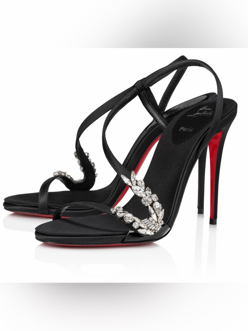 Christian Louboutin Rosalie Red carpet Strass Crystal satin heels RETAIL 1,395